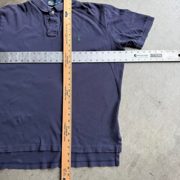 Polo Ralph Lauren Mens XL Navy Blue Short Sleeve Pique Polo Shirt Green Pony - Picture 3 of 5
